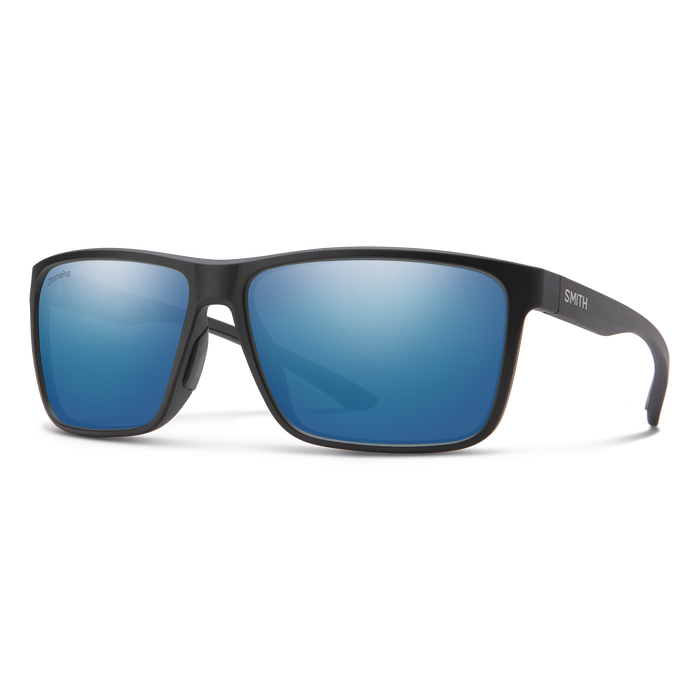 Smith Riptide Matte Black ChromaPop Glass Polarized Blue Mirror Lens Sunglasses