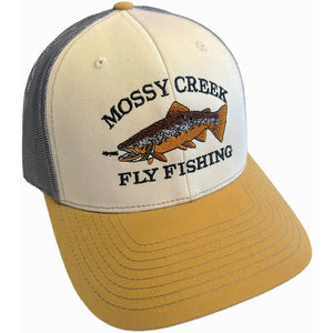 Mossy Creek Vintage Logo Trucker Beige/Charcoal/Amber - Mossy Creek Fly Fishing