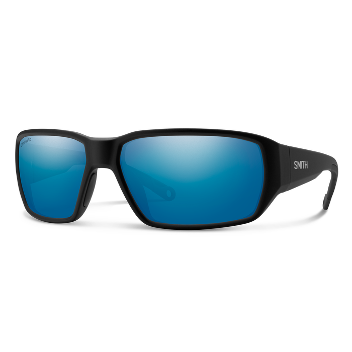 Smith Hookset Matte Black ChromaPop Glass Polarized Blue Mirror Lens Sunglasses