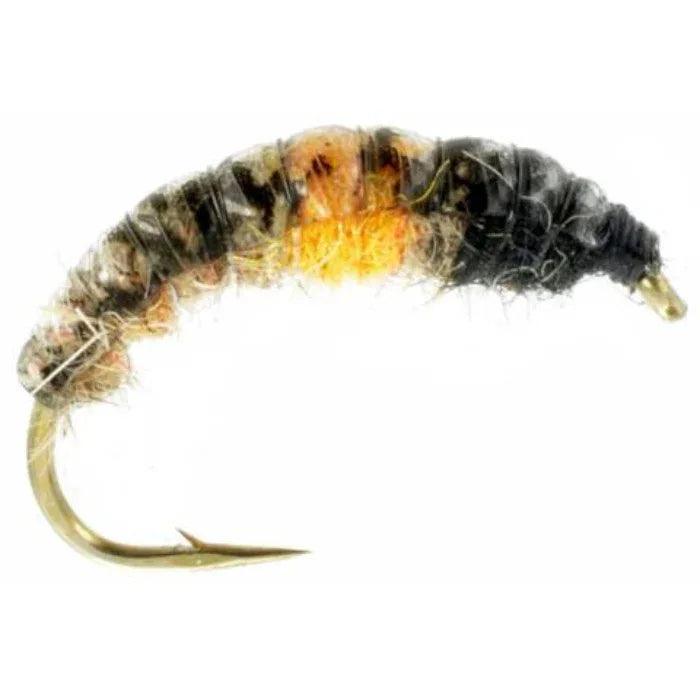 Hotspot Czech Nymph Tan Orange, caddis larva nymph by North Country Flies