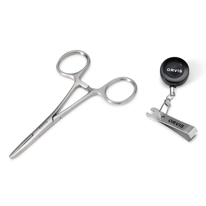 Orvis Essentials Fly Fishing Tool Kit with forceps, nipper and zinger