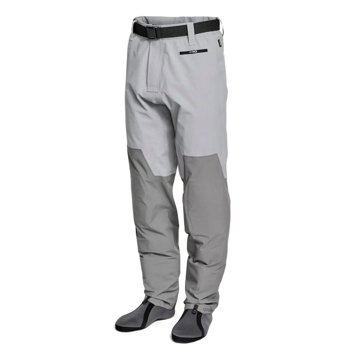 Orvis Men's Pro LT Wading Pants, front view with stockingfoot booties