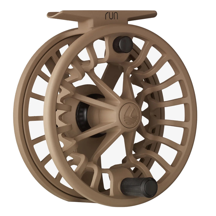 Redington Run fly reel in Coyote, front view