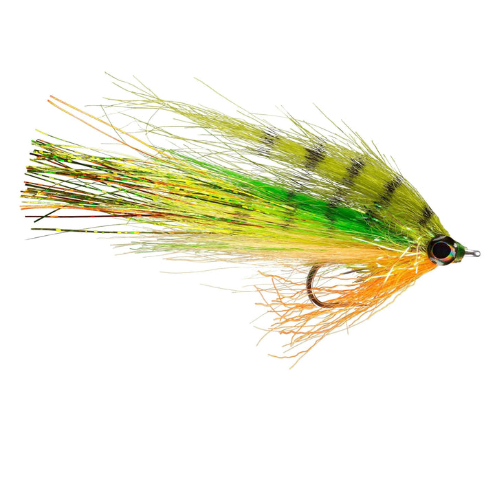 RIO Rio's Flashdance Fire Tiger, flashy baitfish streamer with tungsten cone