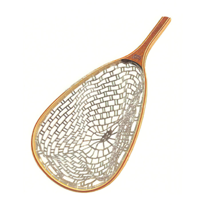 Perfect Hatch rubber trout net with a laminated wood frame and clear rubber teardrop basket