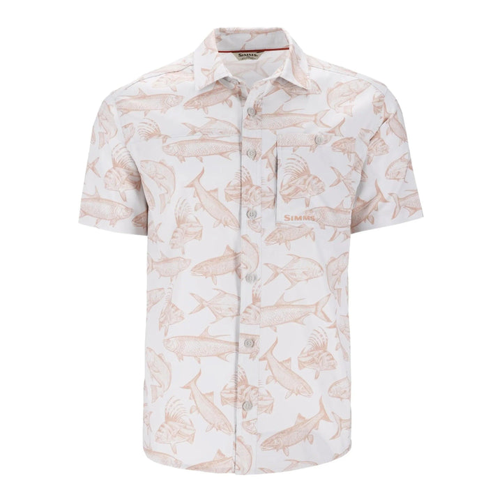 Simms Challenger SS Shirt in Saltwater Cloud, front view