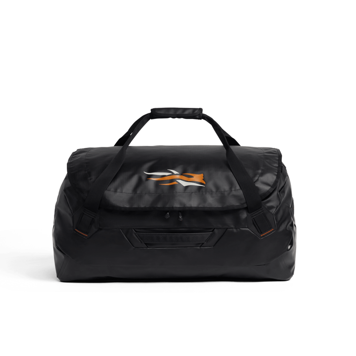 Sitka Drifter Duffle 75L in Black, side view with handles