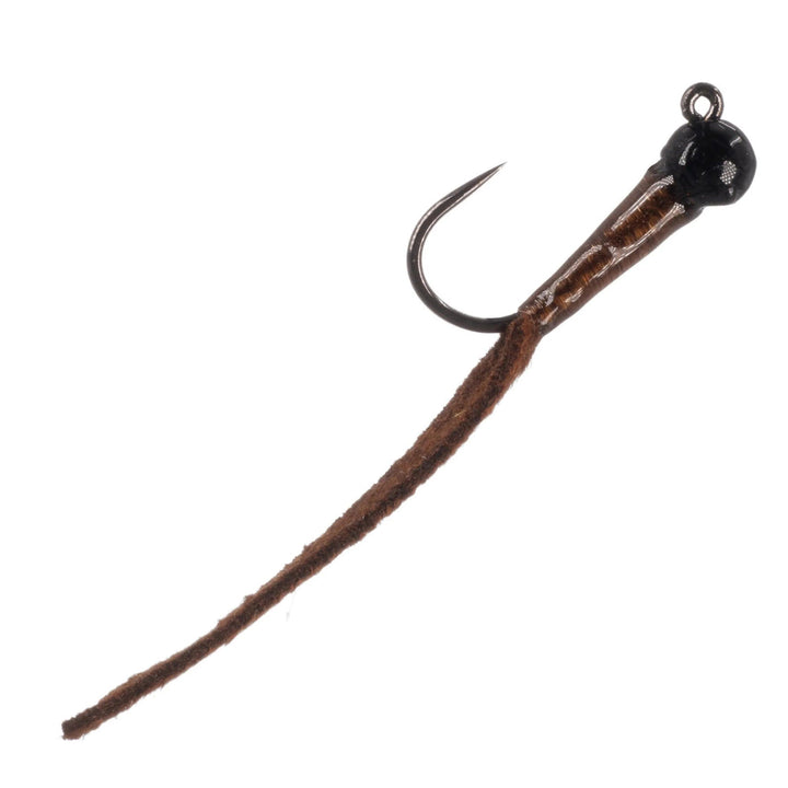 Umpqua Jigged Leather Leech Brown nymph with leech leather body and bead