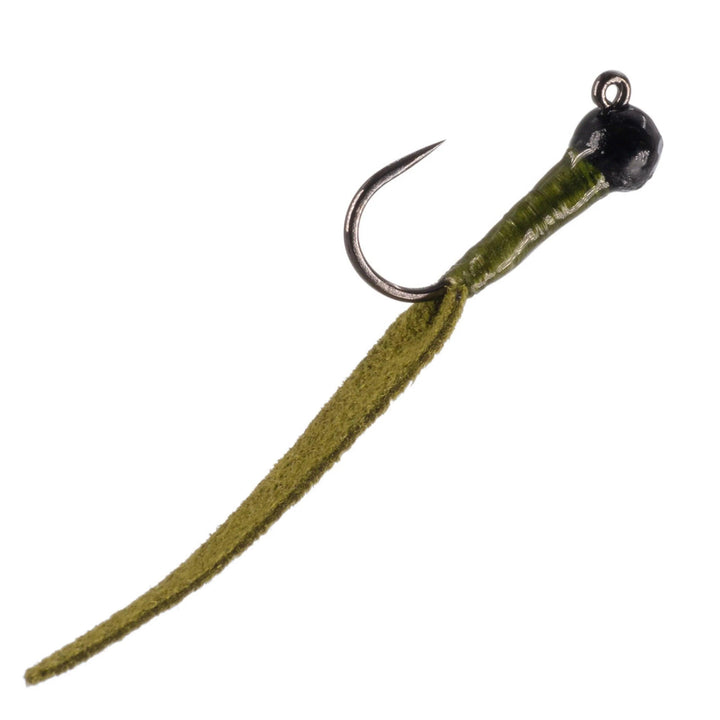 Umpqua Jigged Leather Leech Olive nymph with leech leather body and bead