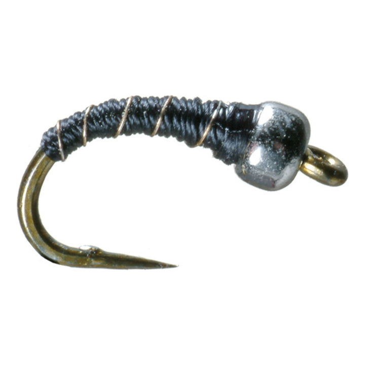 Umpqua Zebra Midge Black nymph with tungsten bead and ribbed body
