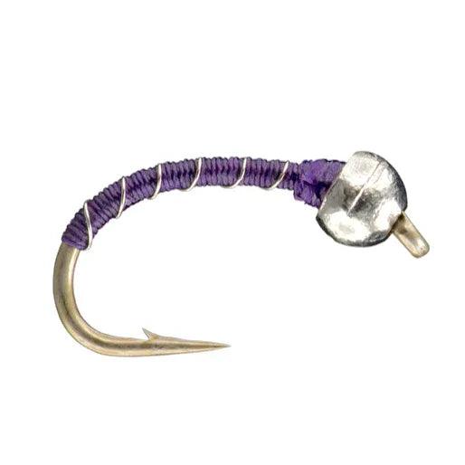 Umpqua Zebra Midge Purple nymph with tungsten bead and ribbed body