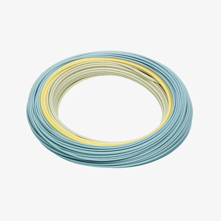 Coil of RIO Warmwater Predator line in sand and blue