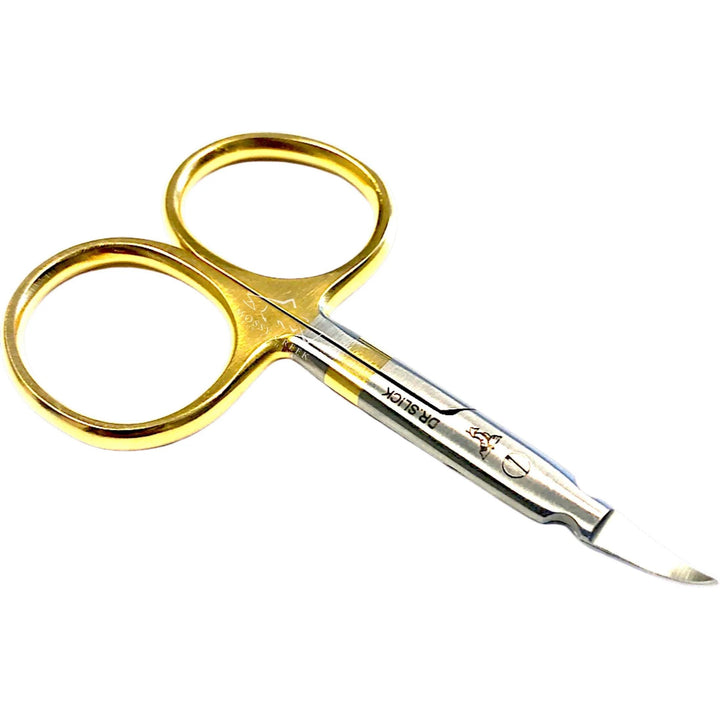 Dr. Slick 3 1/2" Arrow Scissor Curved, 3 1/2 inch curved scissor, gold loops, serrated blade