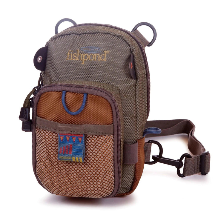 Fishpond San Juan Vertical Chest Pack in Saddle Brown, front view