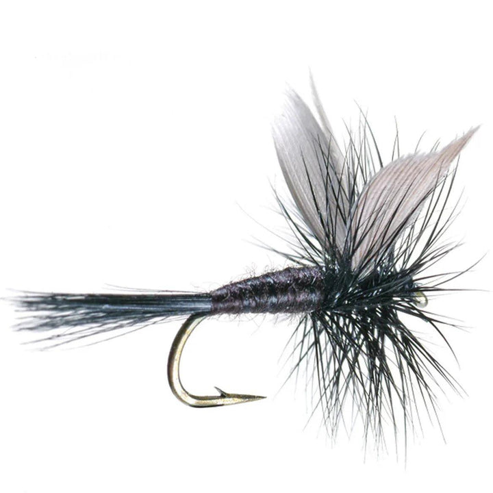 Fulling Mill Black Gnat, black hackled dry fly