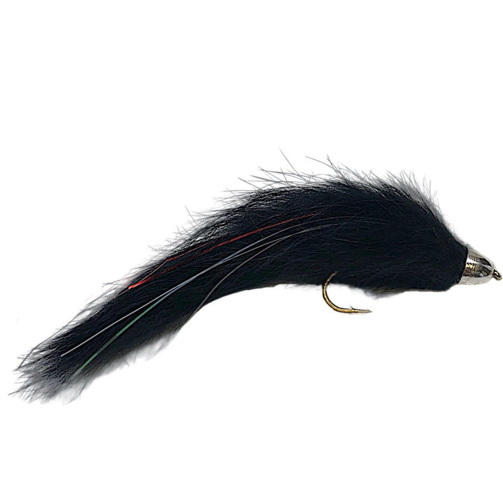 Fulling Mill Hawkins' Little Rascal Black, conehead zonker streamer