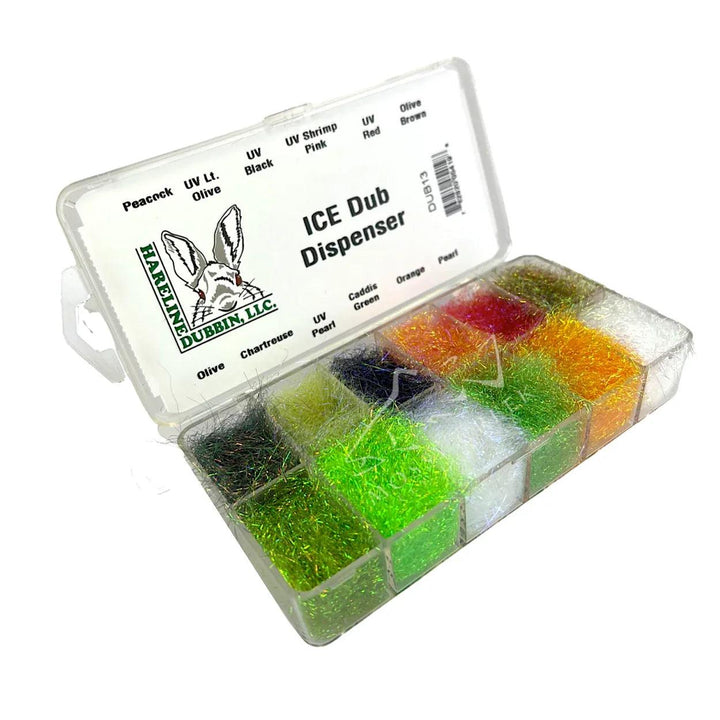 Ice Dubbing in Ice Dub Dispenser, synthetic Ice Dub fiber