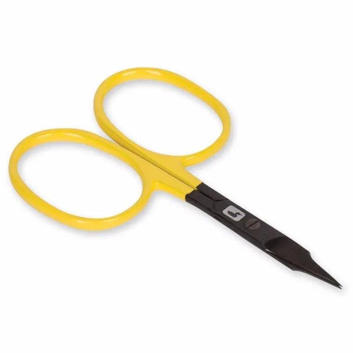 Loon Ergo Precision Tip Scissors, 4 inch fine-tip fly tying scissors with yellow handles