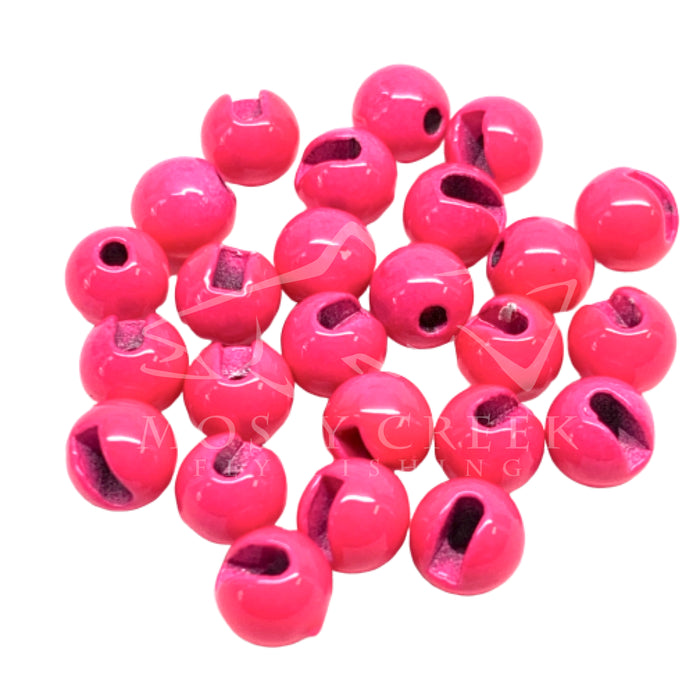 Slotted Tungsten Bead Painted Fluorescent Pink