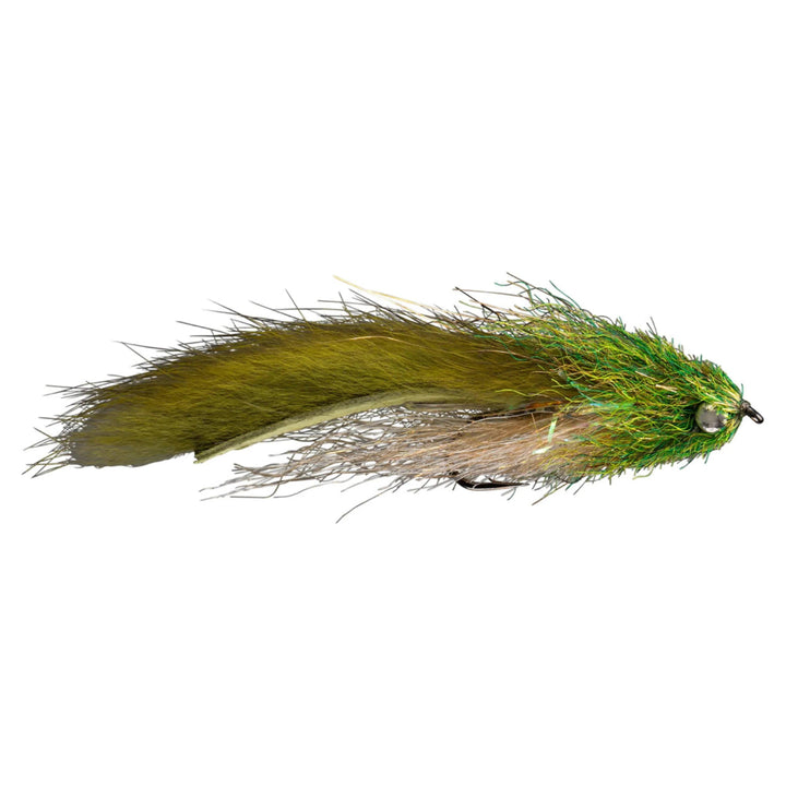 RIO Brammer Seasoned Geezer Olive, Zonker-style streamer with lead eyes
