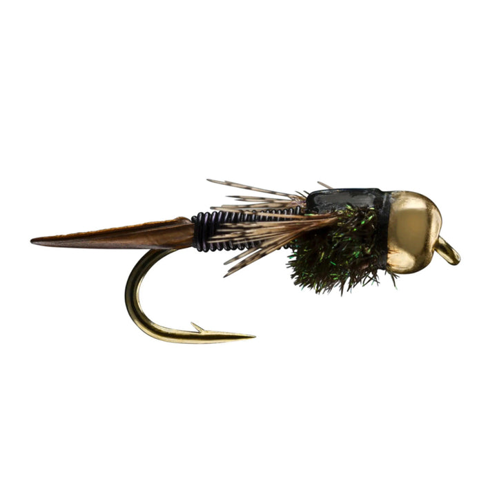 RIO Copper John Black nymph with wire abdomen, peacock thorax and split tail