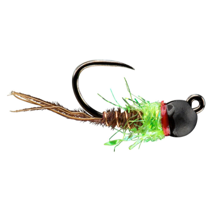 RIO French Dip Chartreuse nymph with gold tungsten bead, pheasant-tail body and hot spot