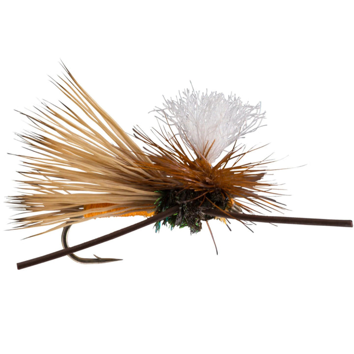 RIO PMX Orange dry fly with elk wing, parachute post and rubber legs