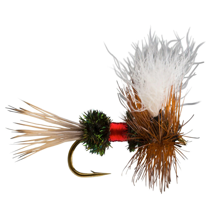 RIO Royal Wulff dry fly with peacock and red floss body and white calf-tail wings