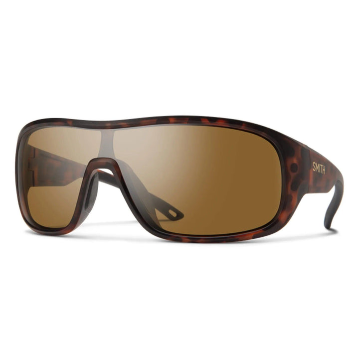 Smith Spinner sunglasses, Matte Tortoise frame, ChromaPop Polarized Brown lens, three-quarter view