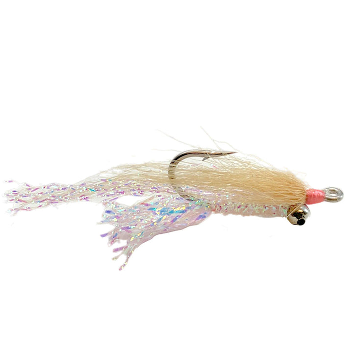 Umpqua Gotcha saltwater fly with pearl body and bead-chain eyes