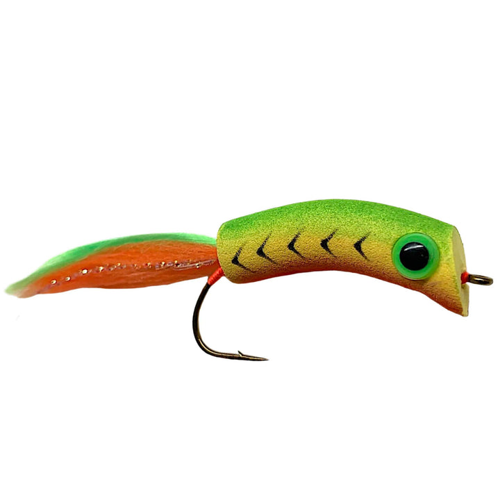 Umpqua Todd's Wiggle Minnow Fire Tiger bass fly with foam lip and baitfish body