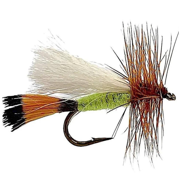 Umpqua Trude Lime dry fly with lime body and calf-tail down wing