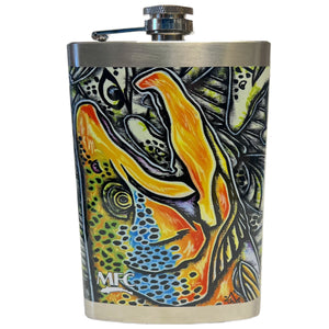 MFC Hip Flask Brown Graffiti - Mossy Creek Fly Fishing