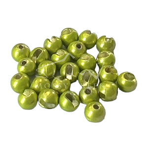 Slotted Tungsten Bead Metallic Fluorescent Chartreuse - Mossy Creek Fly Fishing
