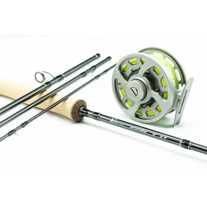 Airlite Aspire fly rod outfit: four-piece rod with cork grip and reel spooled with chartreuse line