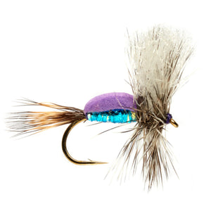 Fulling Mill Daniel's Purple Humpy, purple foam-back humpy dry fly