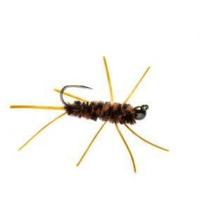 Fulling Mill Jiggy Pat's Black and Tan, stonefly jig nymph with rubber legs