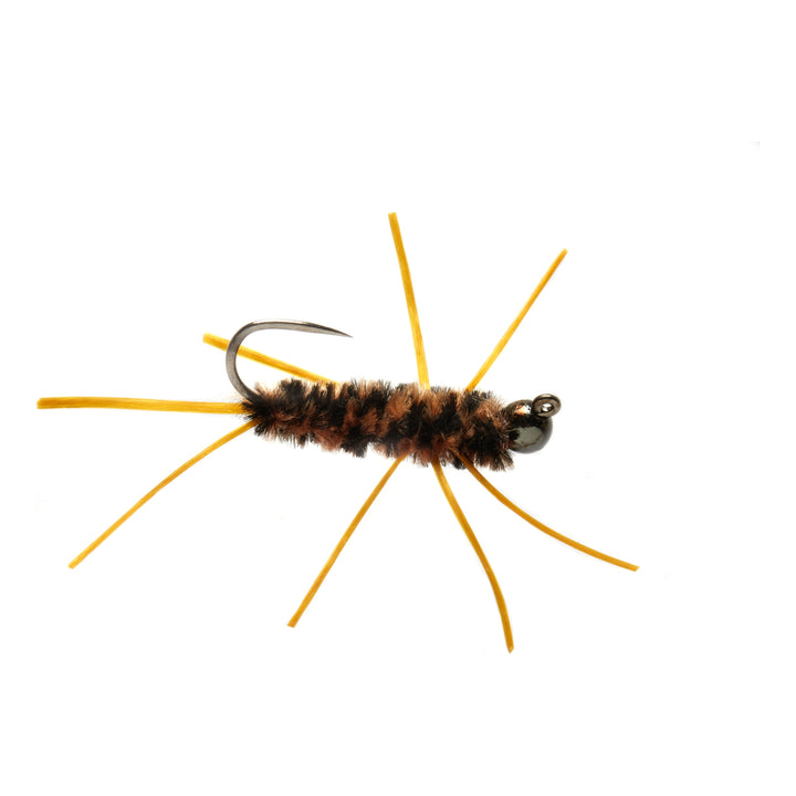 Fulling Mill Jiggy Pat's Black and Tan, stonefly jig nymph with rubber legs