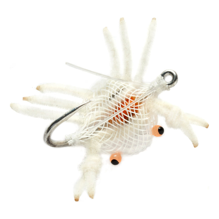 Fulling Mill Standard Flexo Crab White, weighted translucent crab fly
