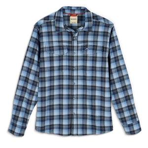Simms Gallatin Flannel Kenneback Plaid Steel Blue