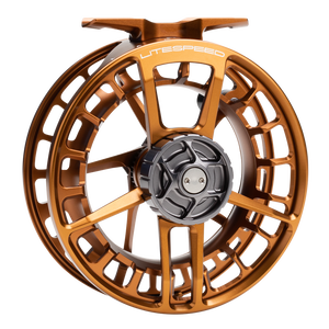 Lamson Litespeed F fly reel in Whiskey, drag side view