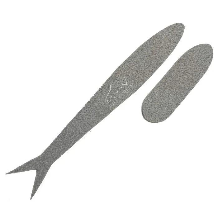 Mossy Creek MC Spoon Minnow body and tail in baitfish gray, spoon minnow tail and body piece on white