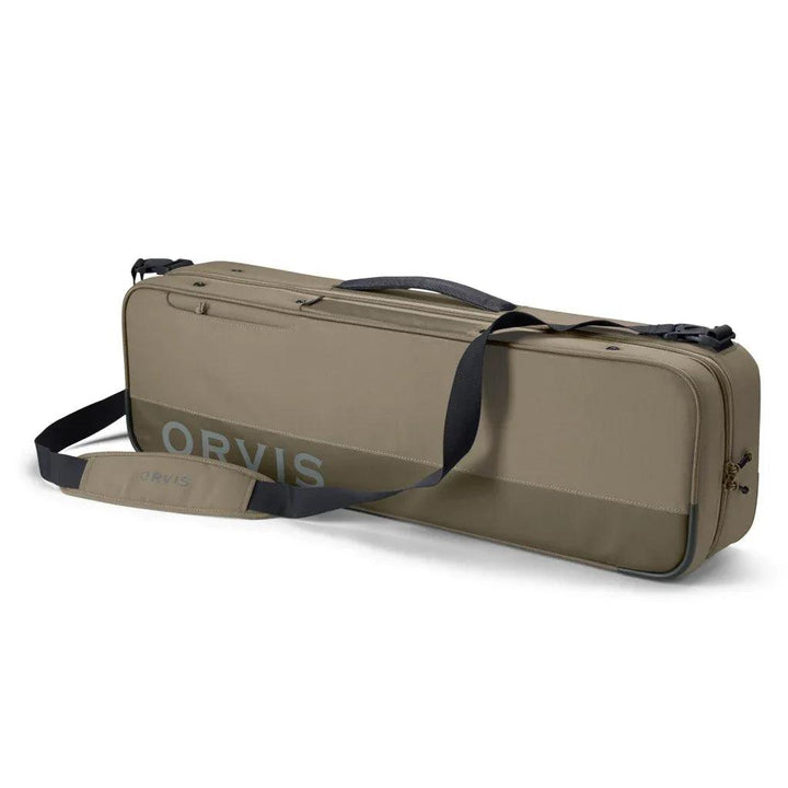 Orvis Carry-It-All Rod and Reel Case in Dusty Olive with shoulder strap