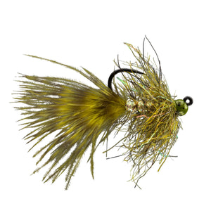 RIO Gold Jigger Olive, micro bugger with gold tungsten jig head