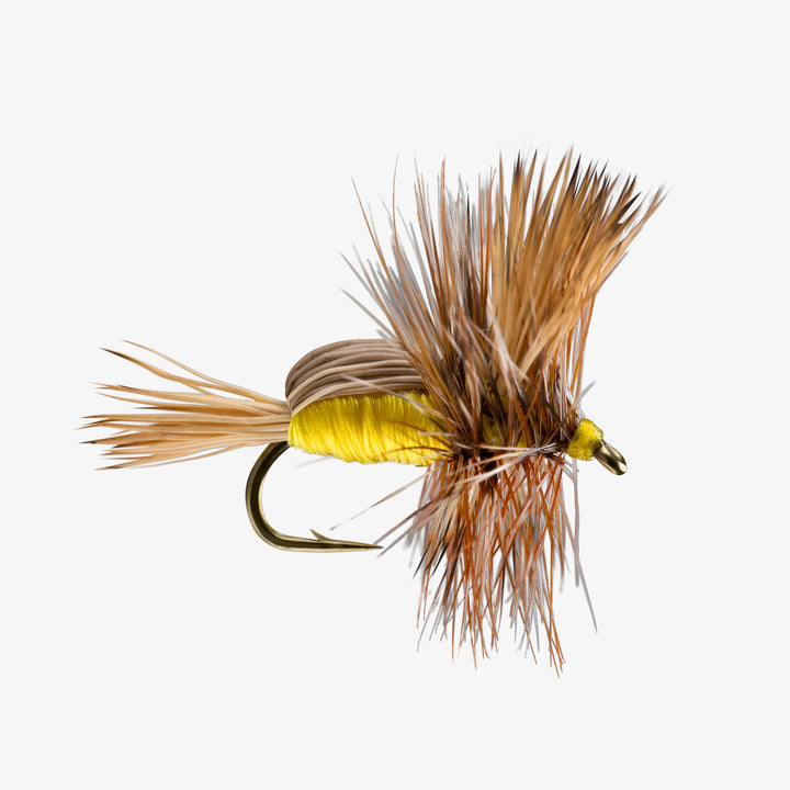 RIO Humpy Yellow dry fly with elk-hair shellback and hackle
