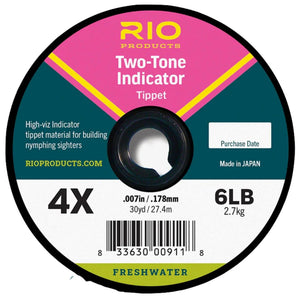RIO Two-Tone Indicator tippet spool in pink, 4X 6 lb label