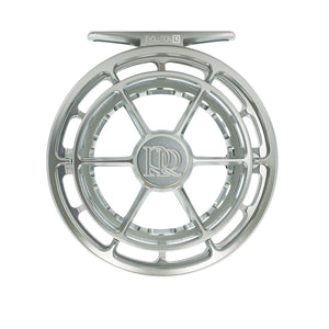 Ross Evolution R fly reel in Platinum, front view