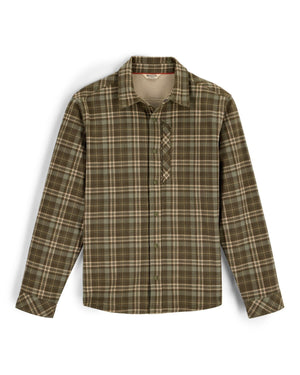 Simms Coldweather Shacket in Schooner Plaid Loden, front view