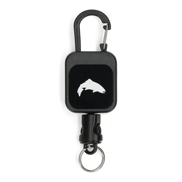 Simms Zinger retractor in black with carabiner clip