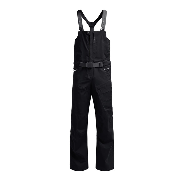 Sitka CAT-5 Bib in Black, front view with suspenders